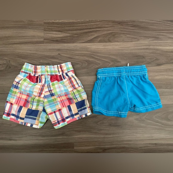 Carter's Multicolor Plaid and Blue Kids Swim Trunks size 3M - Picture 4 of 4